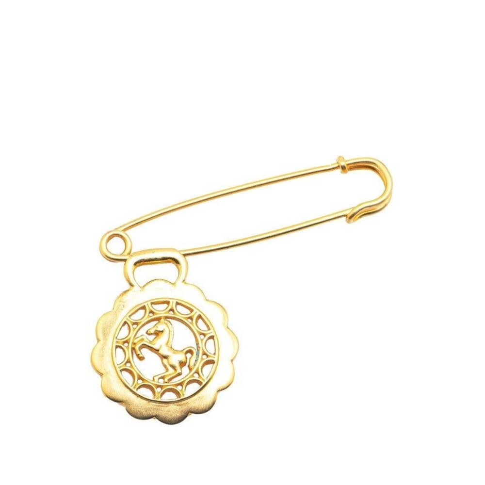 Hermes Horse Motif Gold Plated Brooch